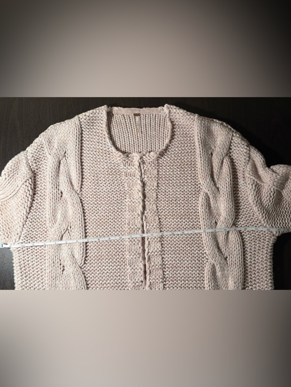 Free People Chunky Cable Knit Long Open-Front Cardigan - Light Pink - Picture 5 of 8